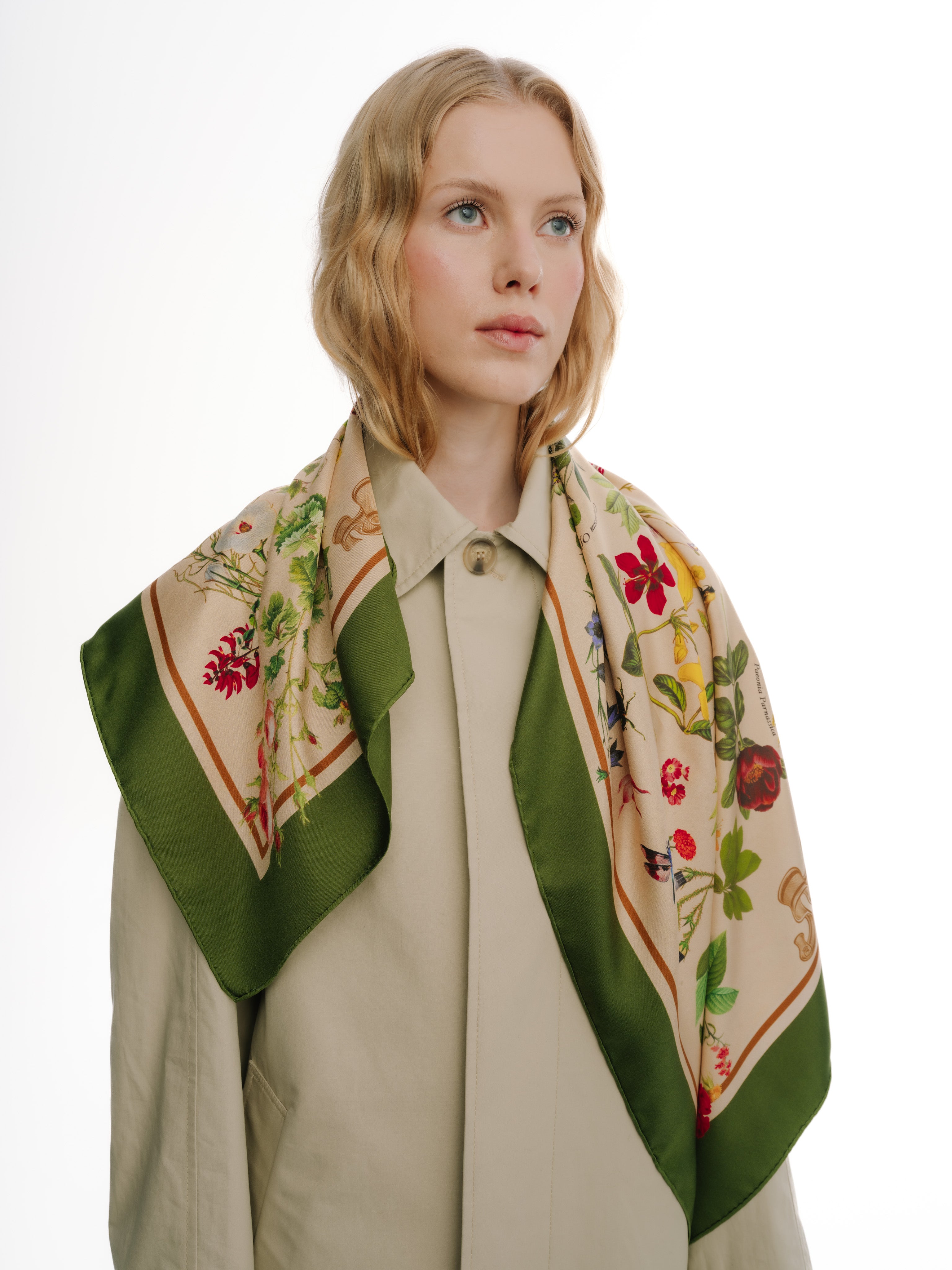 blond-model-wearing-luxury-silk-scarf-with-floral-design